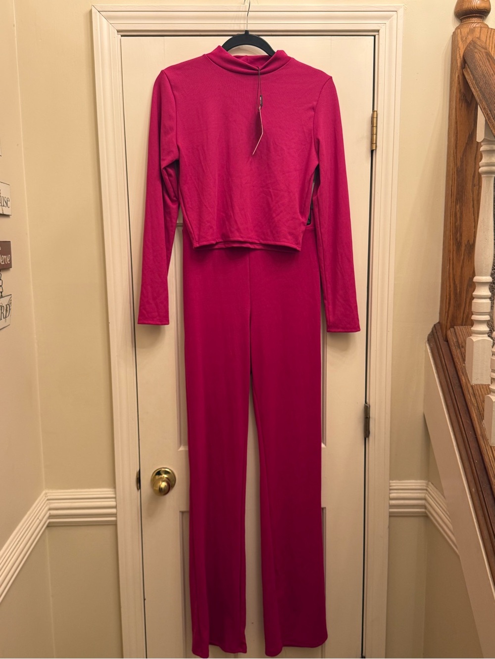 NWT Fashion Nova Casually Classy Magenta Pant Set Size Large